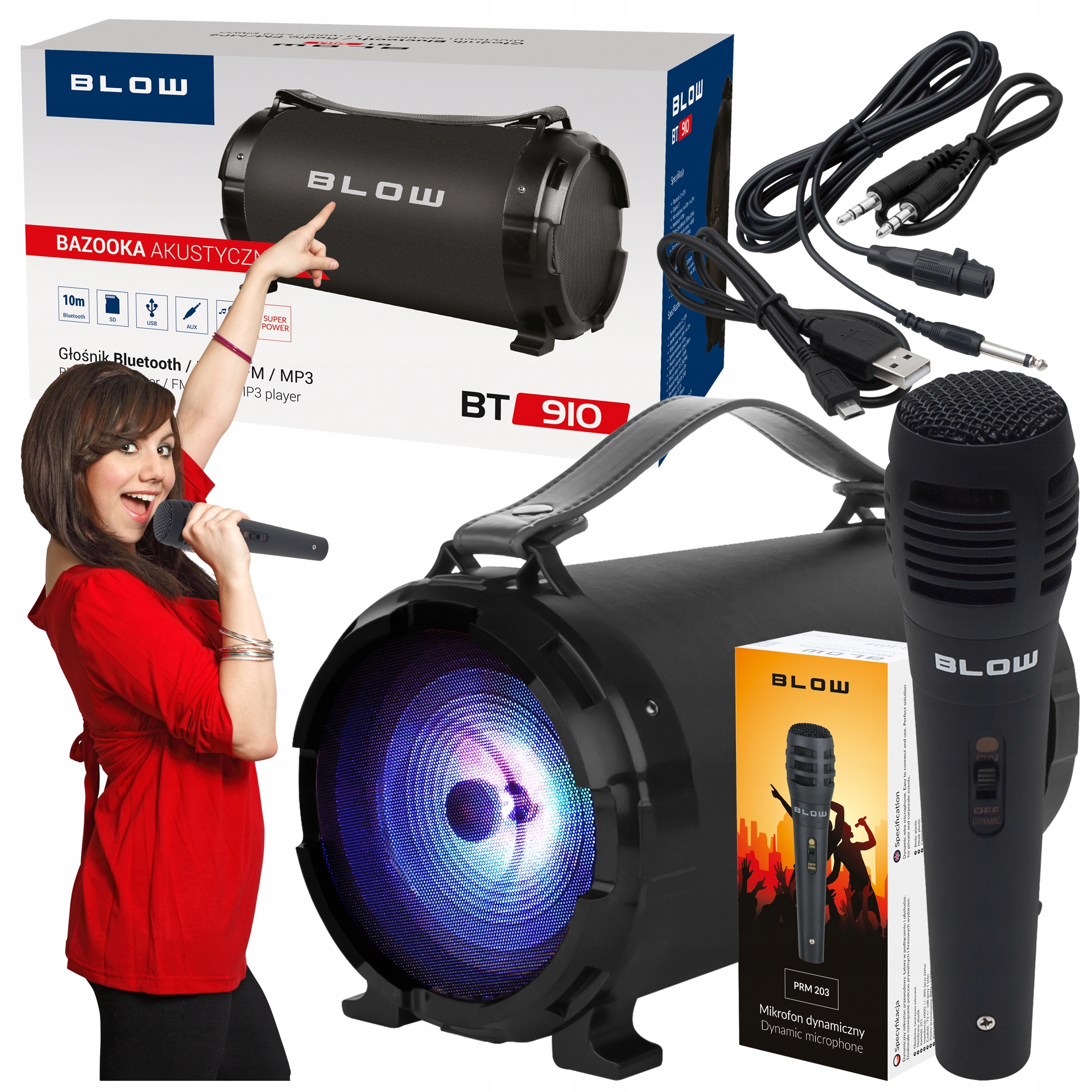 Blow 30-331# čierny prenosný reproduktor 50 W + dynamický vokálny mikrofón Blow PRM 203